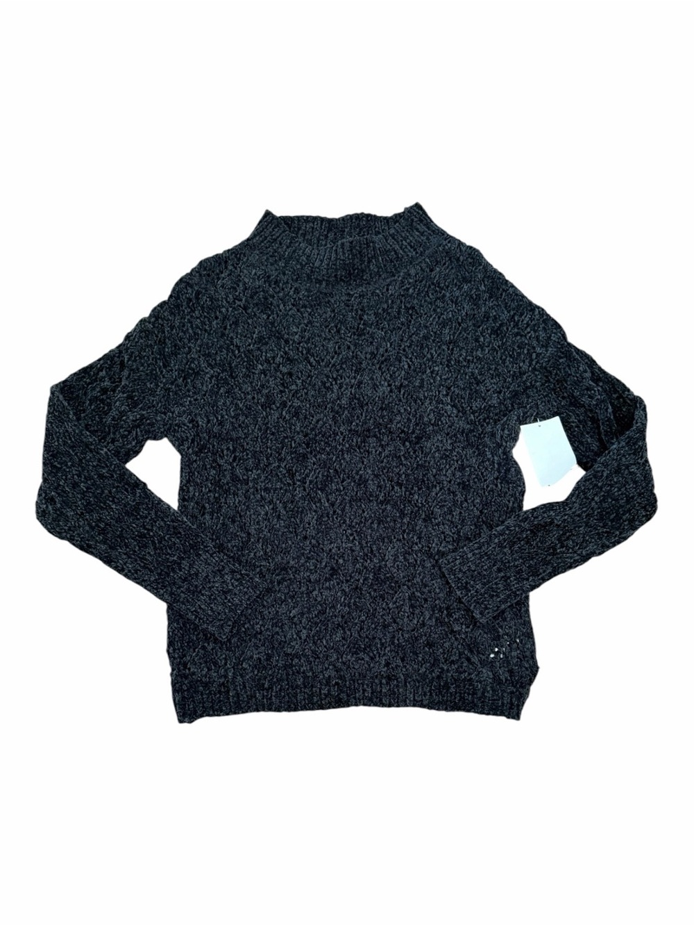 btween Black Mock Neck Knit Velour Sweater 12